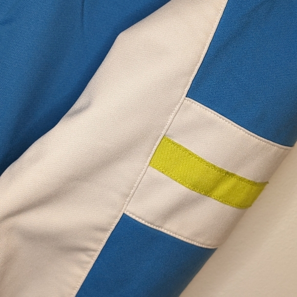 ADIDAS Vintage Retro Mens Tennis Warmup Striped Jacket Bright Blue Lime White XL - Picture 7 of 9